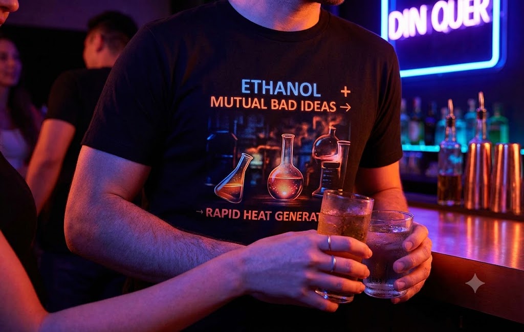 Ethanol + Mutual Bad Ideas → Rapid Heat Generation Unisex Standard Crew T-Shirt