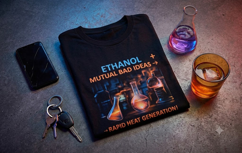 Ethanol + Mutual Bad Ideas → Rapid Heat Generation Unisex Standard Crew T-Shirt