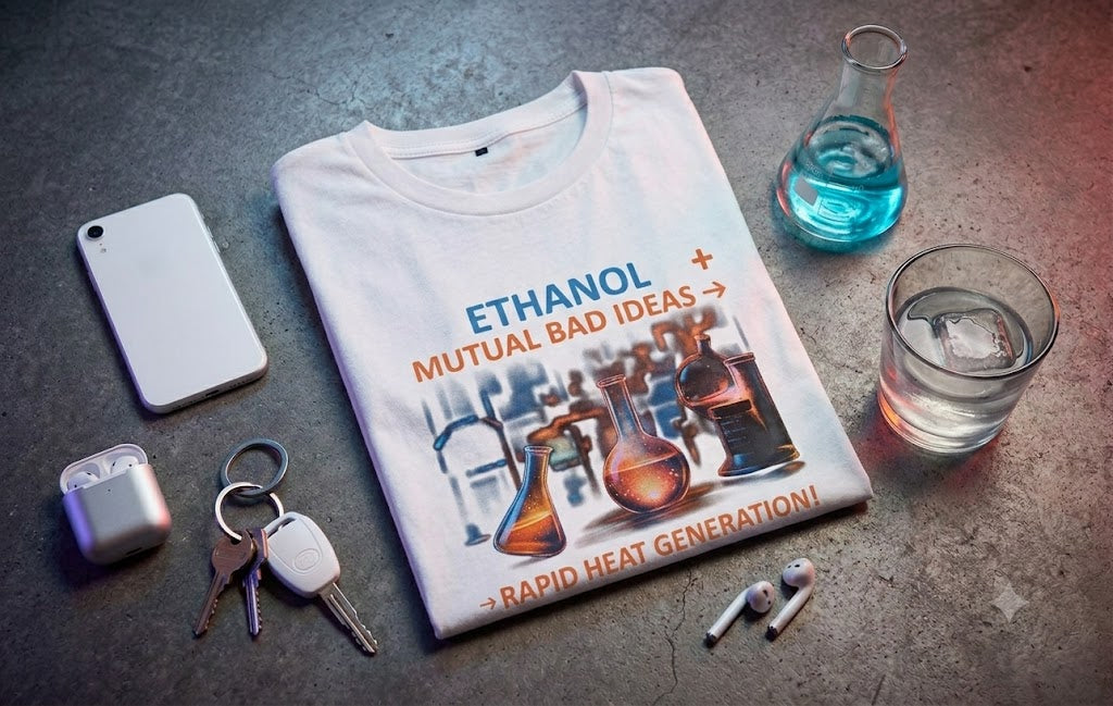 Ethanol + Mutual Bad Ideas → Rapid Heat Generation Unisex Standard Crew T-Shirt